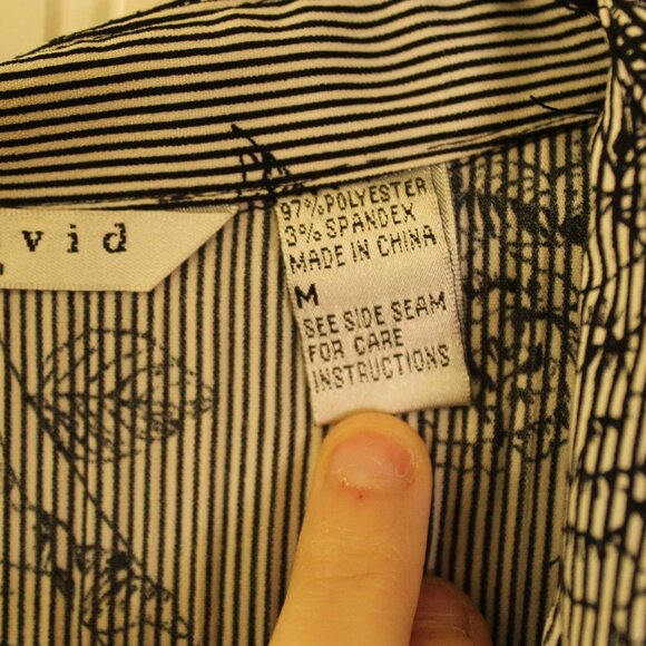 Fred David Black and White Pleated Blouse Size Medium - Picture 7 of 8